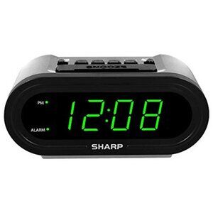 Automatic Alarm Clock Digital Green LED Easy Read Plug Play Smart Time Seniors